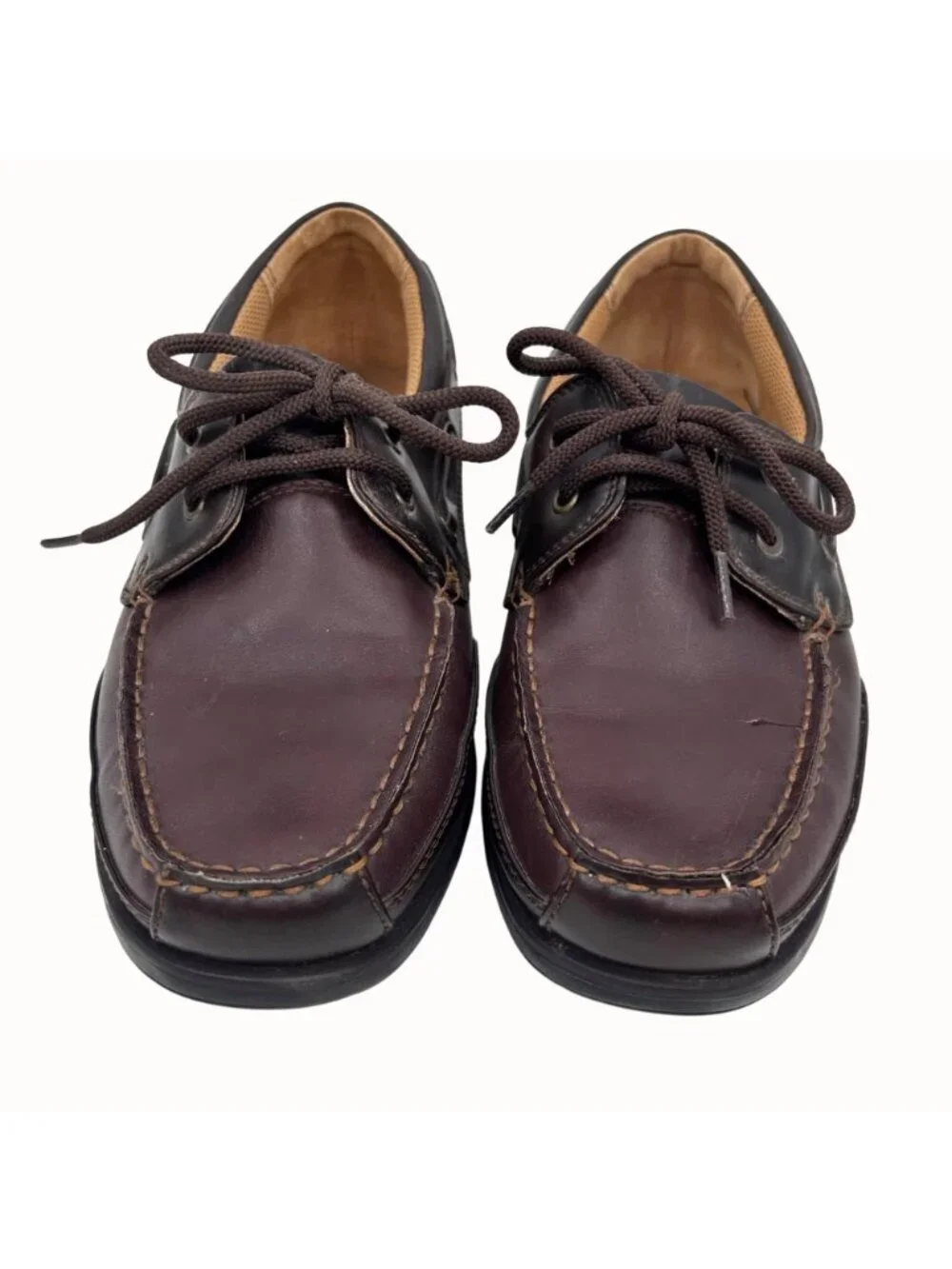 DEXTER MENS BROWN LEATHER BOAT SHOES - 7.5